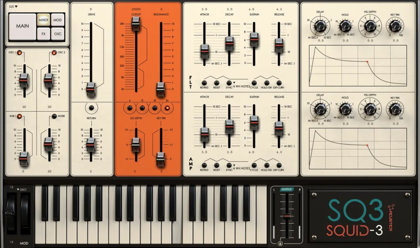Vista Mixer del Acustica Audio Squid-3